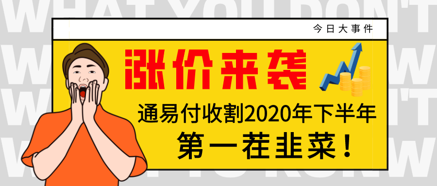 涨价来袭！通易付收割2020年下半年第一茬韭菜！